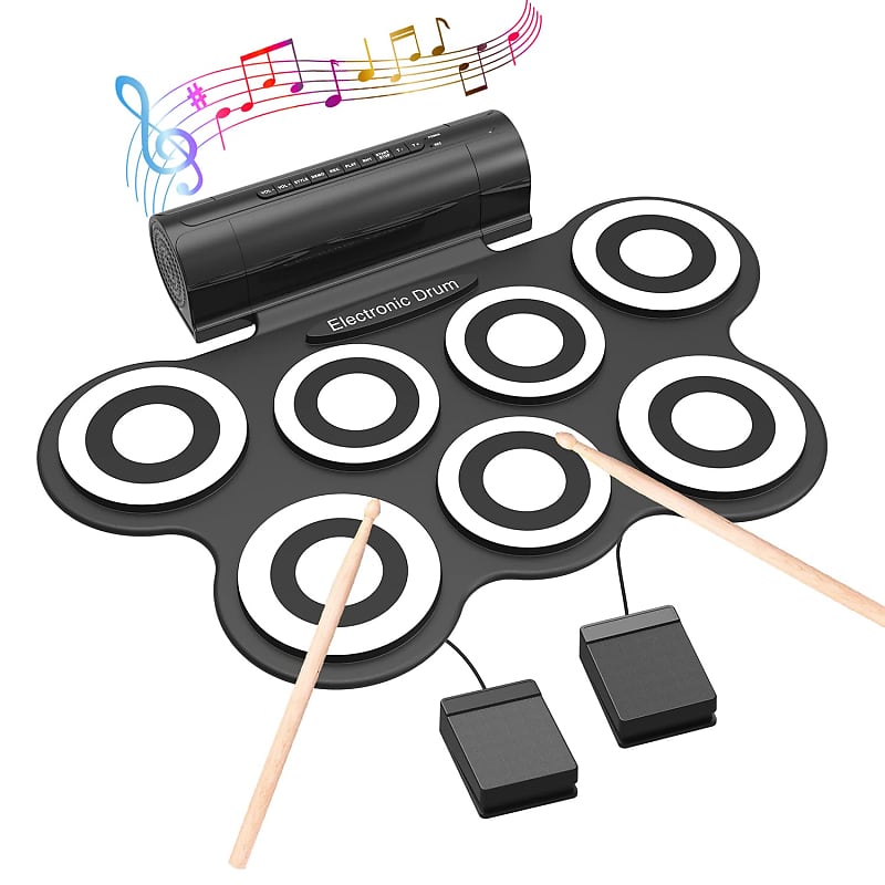 7 Pads Electronic Drum Set, Electric Drum Pad RollUp Drum Reverb