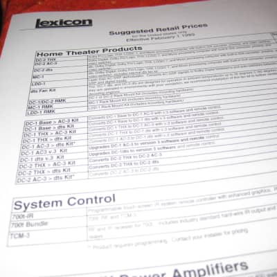 Lexicon Products Price Sheet Brochure from  1999 image 2