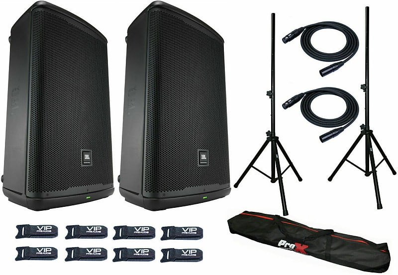 2x JBL EON710 10 Powered Speaker w Bluetooth 1300W + 2x Cables +