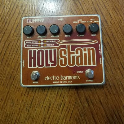 Electro-Harmonix Holy Stain Multi-Effects Pedal: Distortion/Reverb/Pitch/Tremolo (2008-2022) - Orange/Red Color for sale