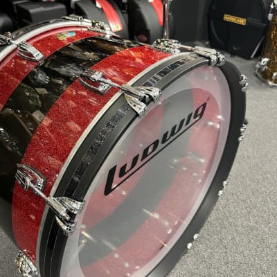 Ludwig 50th Anniversary Vistalite Pro Beat 24/16/13" Drum Set Kit in Red Sparkle/Smoke/Red Sparkle from NAMM image 8