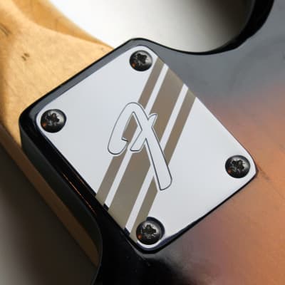 Fender 099-1448-100 Vintage-Style 4-Bolt Logo Neck Plate 2010s - Chrome image 3