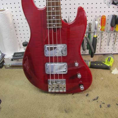 Mike Lull Thunder Jazz Bass 1995 Red over Flame Maple image 1