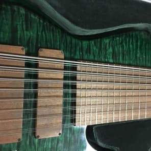Prat Basses GODZILLA C3-WTF-24 24 string Bass (8x3) Trans Dark Emerald Green + Axe Handler Arc Stand image 7