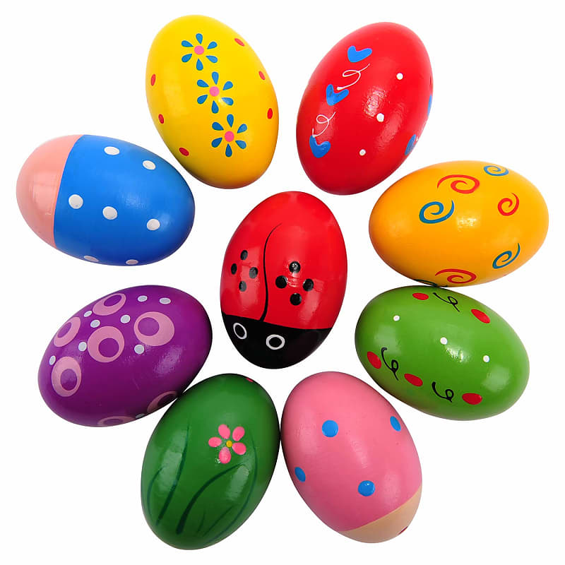 Easter Wooden Egg Shakers Maracas For Party Favors, Classroom Prize Supplies And Percussion Musical Instrument(9 Pcs) image 1