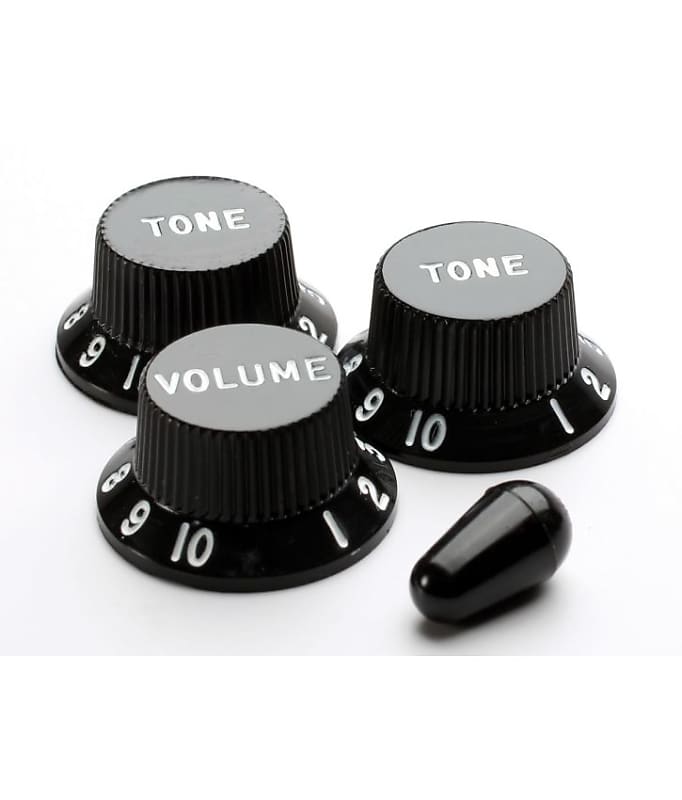 Fender Knob Set, Stratocaster, Black Reverb
