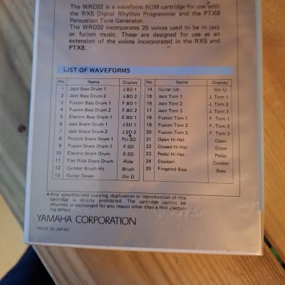 YAMAHA WRC02 Jazz & Fusion ROM Waveform Data Cartridge for