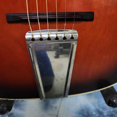Vintage 1970 Sears and Roebuck by Harmony Atomic Logo Stella 3/4 Student Parlor Guitar New Strings Redburst Original Gigbag image 4