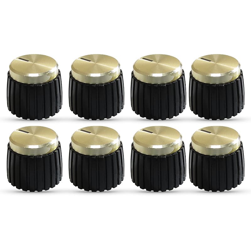 Marshall D-Shaft Push-On Knobs- Black- Gold Top (8-Pack) image 1