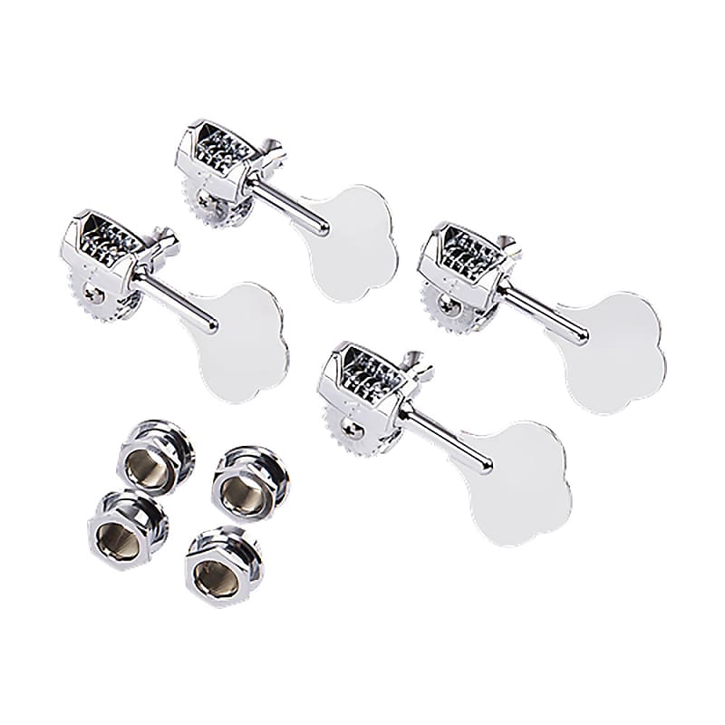 Fender Deluxe Fluted Shaft Bass Tuners 4 In-Line Right Handed (Chrome) image 1