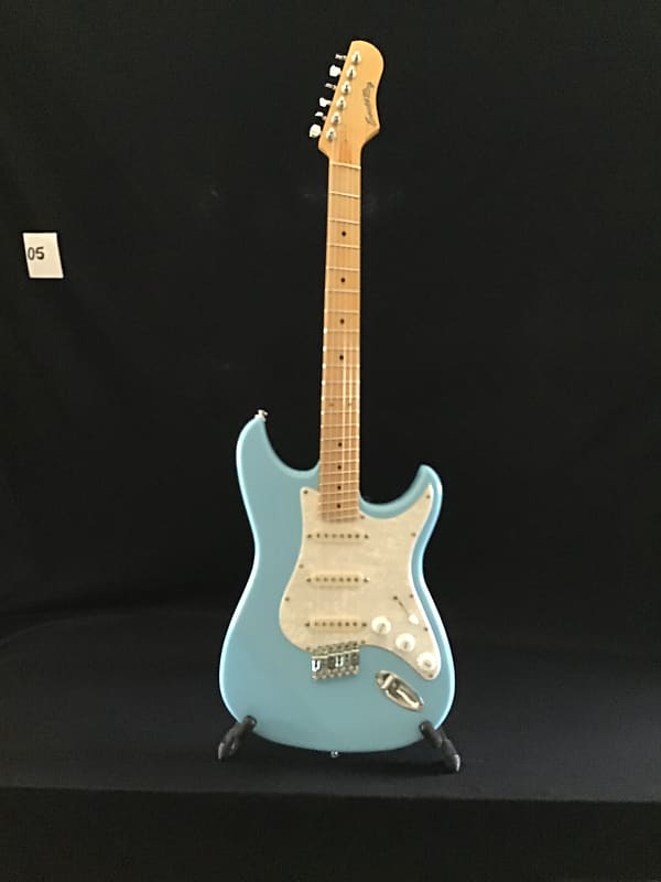 Emerald Bay custom shop multi-scale electric guitar, sonic blue image 1