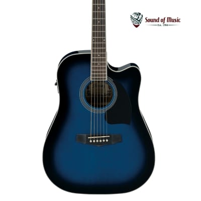 Ibanez PF15ECE Performance Acoustic-Electric Guitar - Transparent Blue Sunburst for sale