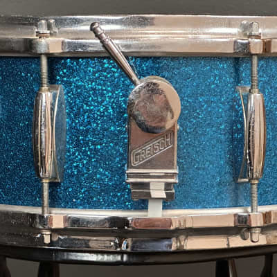 Gretsch Round Badge Blue Sparkle snare drum trio 4x14, 5.5x14, 6.5x14 image 12