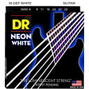 DR Strings Hi-Def White NWE-9 9-42 UV Neon Electric Guitar Strings