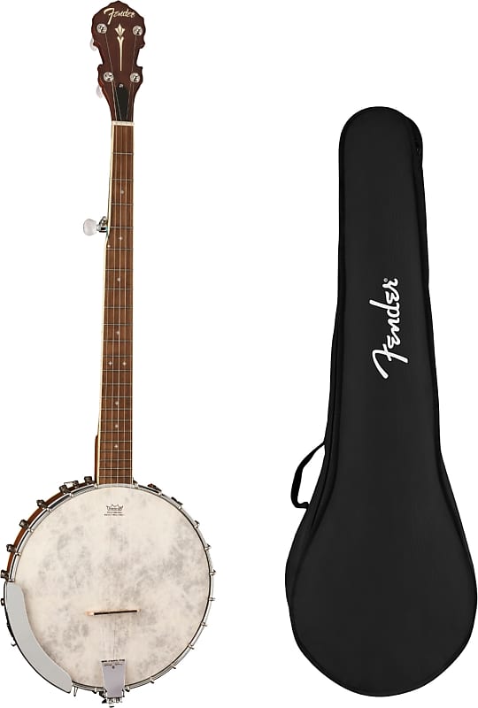 Fender PB-180E 5-String Open Back Banjo, Natural w/ Gig Bag