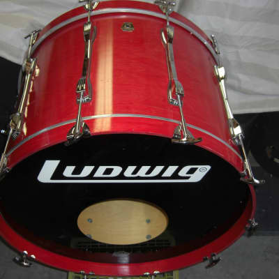 Ludwig Classic Maple 90s Flame Red Shadow Bass Drum 24X16, looks and sounds Great! image 18