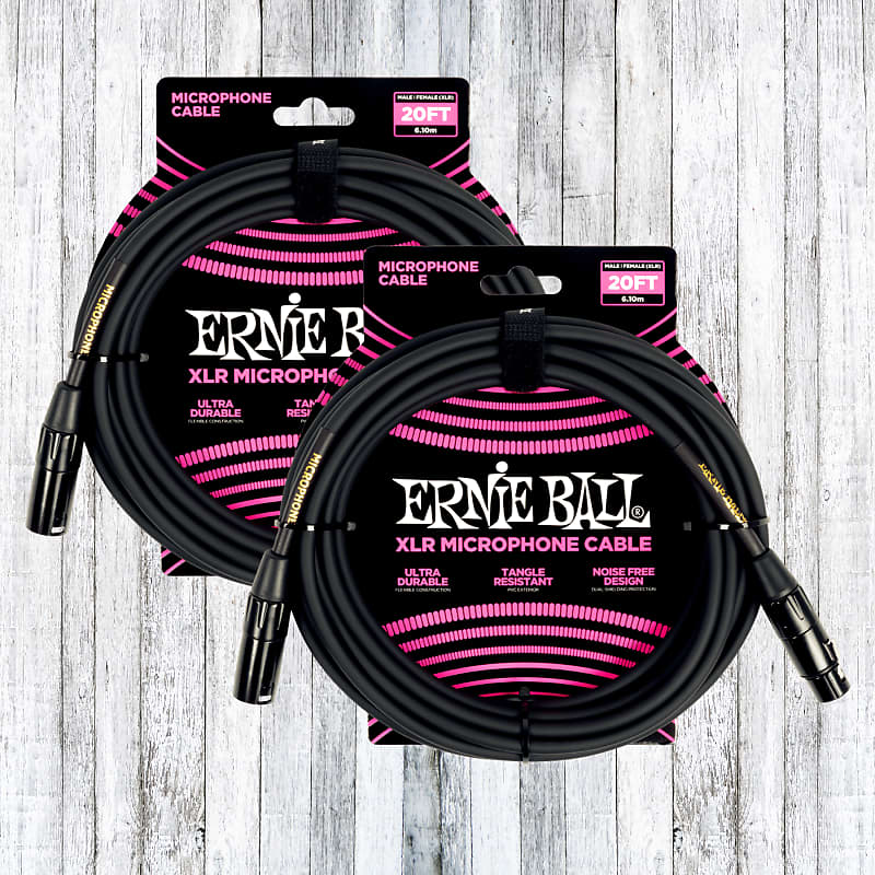 Ernie Ball 20' XLR Cable Black P06388 (2 Cables) Reverb