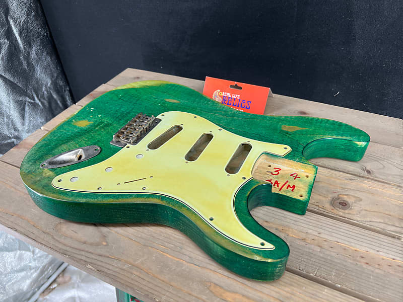 Real Life Relics Custom Class Strat® Body Aged Trans Forest Green Swamp Ash Nitro Lacquer image 1