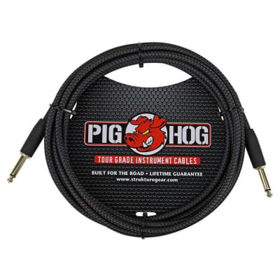 Pig Hog Instrument Cable Black Woven 1/4' to 1/4' 10 ft. Black Woven, PCH10BK image 1
