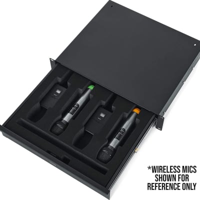 Gator GRW-DRWWRLSS 2U Wireless Microphone Rack Mount Drawer For 4 Mics & Packs image 1