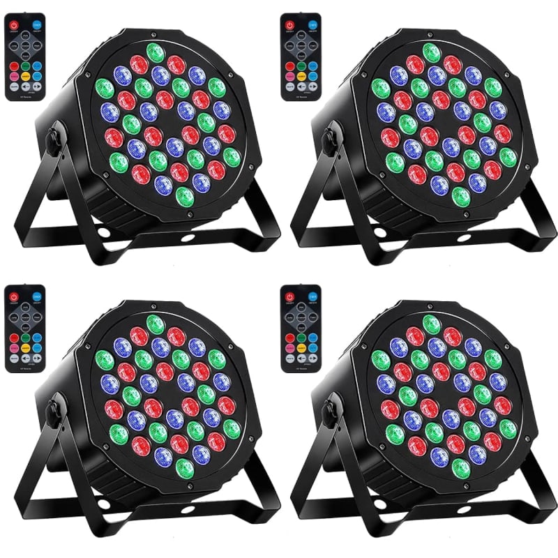 4Pack Rgb Led Par Lights With Remote Control 36Led Par Led Dmx Wireless  Party Lights