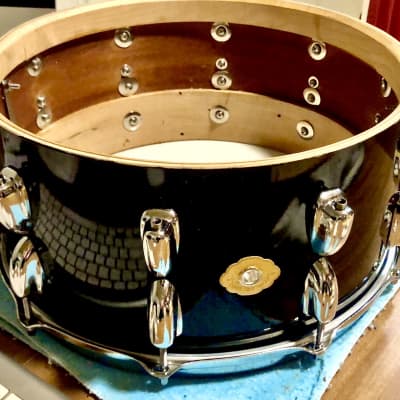 Vintage Slingerland 30's Maple/Mahogany Custom 10 lug RADIO STUDIO  KING Snare Drum - Gloss Black Enamel-NEW Build! image 3