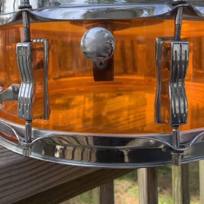 Ludwig 5x14" Vistalite Acrylic 10-Lug Snare Drum 1970s - Amber image 4