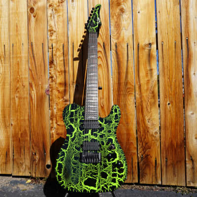 Schecter USA CUSTOM SHOP PT-7 Green Crackle 7-String Electric Guitar w/ Black Tolex Case (2022) image 2