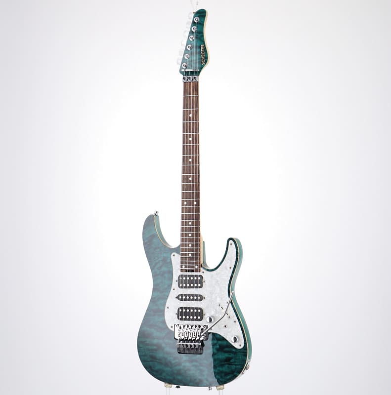 SCHECTER EX V 24 CTM FRT Black Turquoise (S/N:110615) (07/26) | Reverb