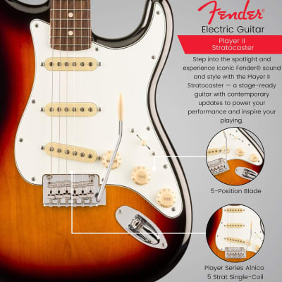 Fender Player II Stratocaster 6-String Right-Handed Electric Guitar with Alder Body, Maple Neck, and Rosewood Fingerboard (3-Color Sunburst) image 4
