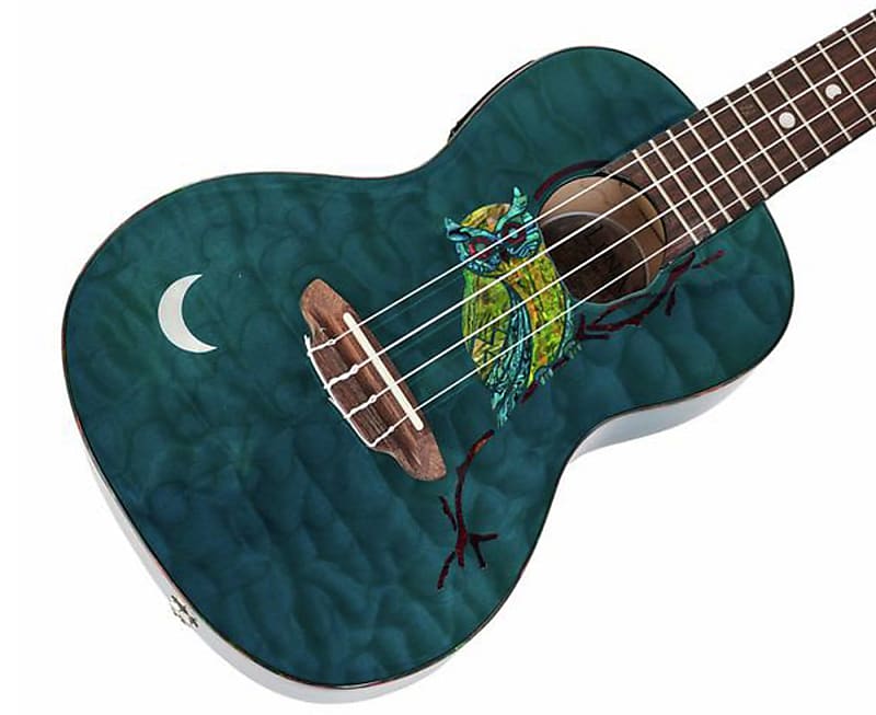 Luna Konzert deals Ukulele Owl Quilt Top Transparent Blau NEU!