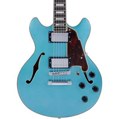 D'Angelico Premier Series Mini DC Semi-Hollow Electric Guitar Stop-bar Tailpiece Ocean Turquoise image 1