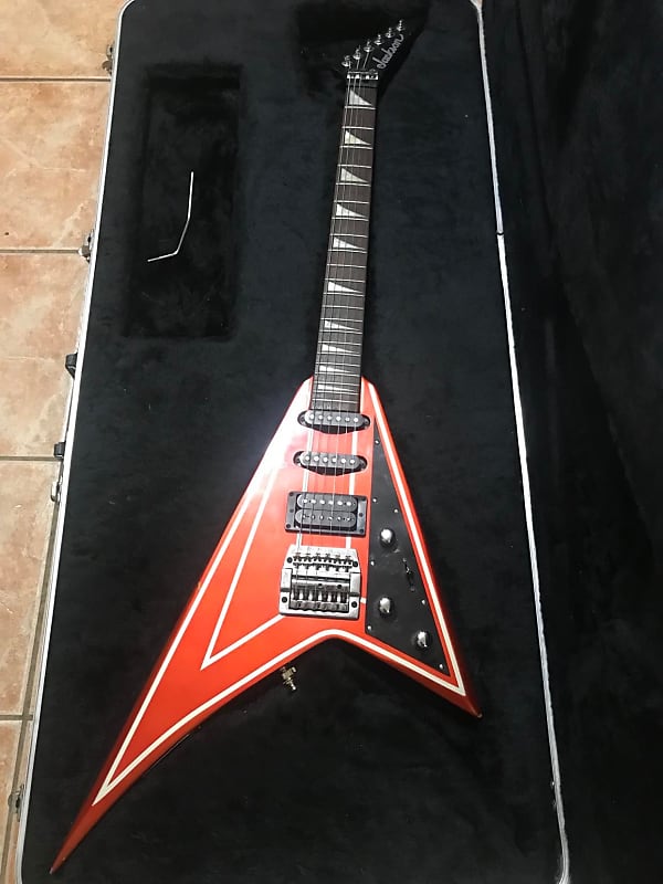 レア楽器　シャズセン　ダブルボディ　細棹 Hondo H771KT Randy Rhodes Flying V 1980's Red/Silver | Reverb