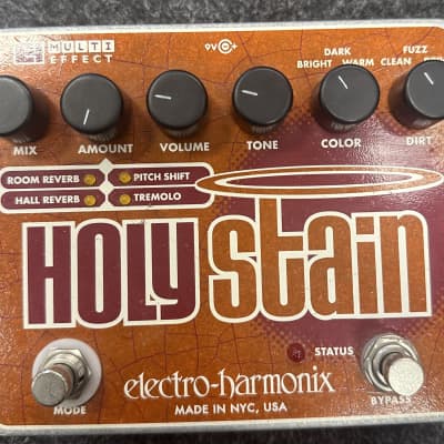 Electro-Harmonix Holy Stain Multi-Effects Pedal: Distortion / Reverb / Pitch / Tremolo 2008 - 2022 - Orange / Red for sale