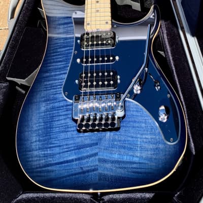 Vigier Excalibur Custom Mysterious Blue Flame Top Electric Guitar & Case image 6