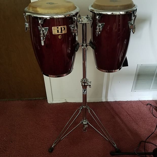 Latin Percussion Jr. Conga Set with Stand Red Wine Reverb
