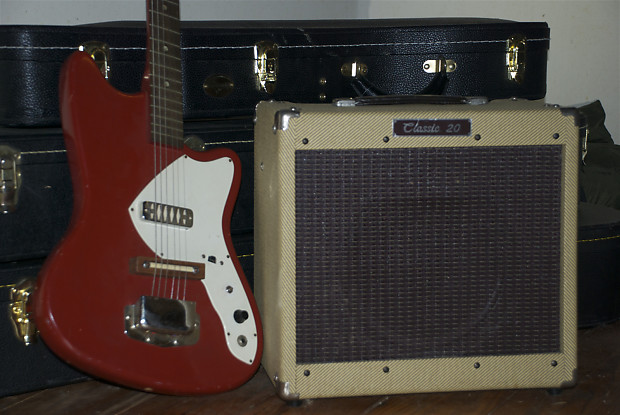 Airline, Peavy Bobcat 2 Pickup Electric,Classic 20 Tube Amp Early to Mid 60's, Modern Amp Red Guitar, Tweed Amp image 1