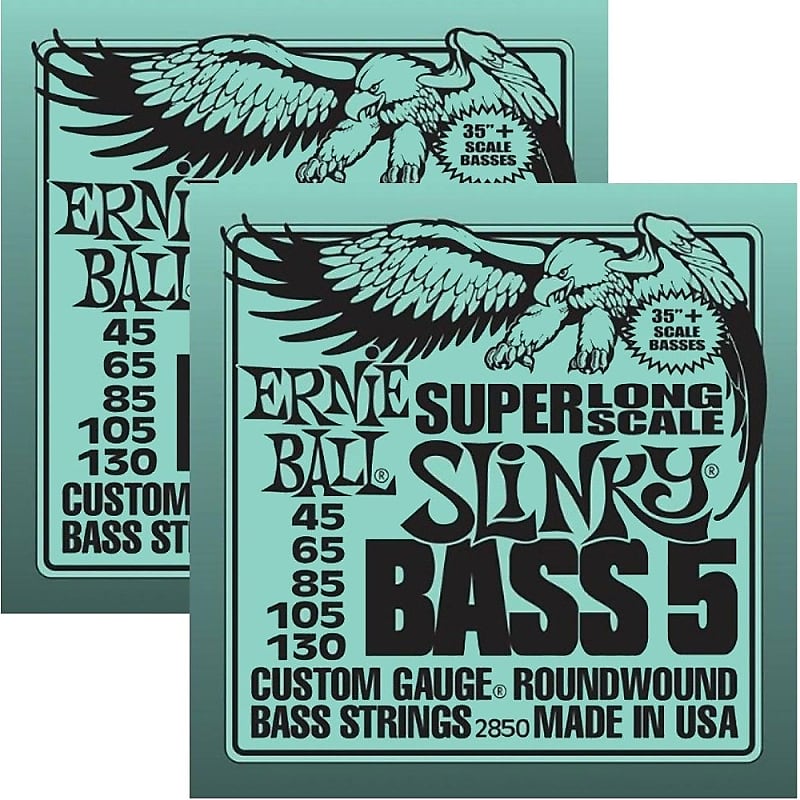 2-Pack Ernie Ball 2850 5-String Slinky Super Long Scale Electric Bass Strings (45-130) image 1