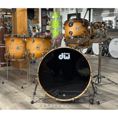 DW Collectors Pure Oak 6pc Drum Set Satin Burnt Toast Fade w/Nickel Hw image 2
