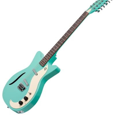 Danelectro 59 Vintage 12 String Electric Guitar Dark Aqua w/ stand and cleaning cloth image 3