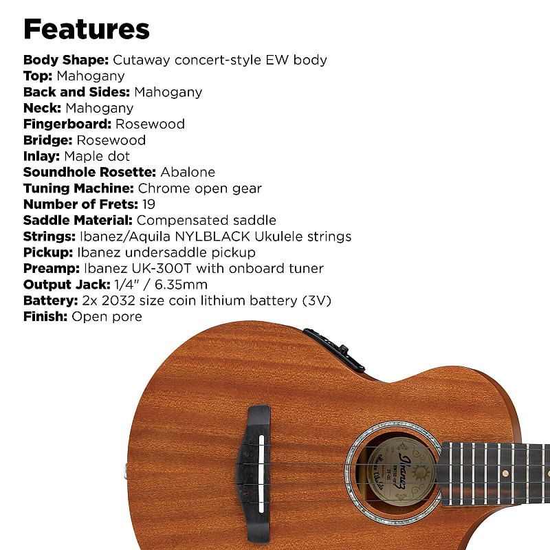 Ibanez UEWT5-OPN Open Pore Natural Tenor Ukelele Kopen