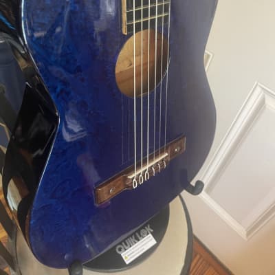 Hot-Rodded! Kay 7020 Classical Guitar 1960’s - USA - High-Gloss Sponge Pattern Refin - Royal Blue Nitro image 10