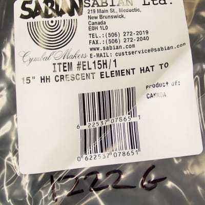 Sabian Crescent Element 15" Hi Hat Cymbals/Model # EL15H/New image 6