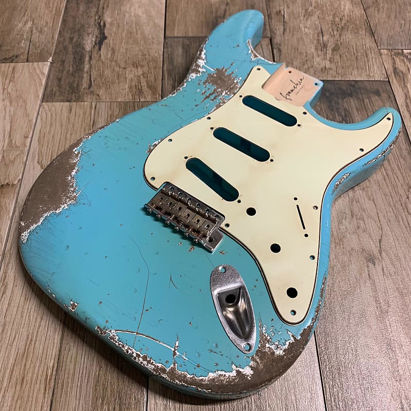 Franchin Mercury Heavy Relic ® Erle S-Type Guitar Body 100% NITRO DAPHNE  BLUE