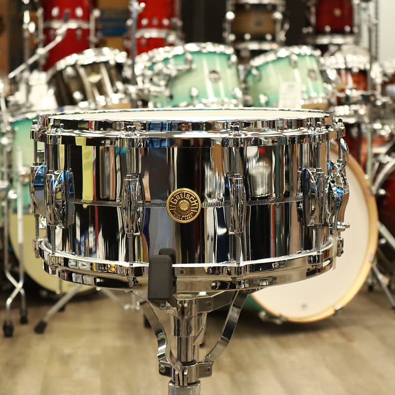 Gretsch USA Custom 6.5x14" Chrome over Brass Snare Drum image 1