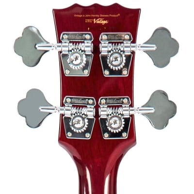 Vintage VS4 ReIssued Series Bass Guitar - Cherry Red image 8