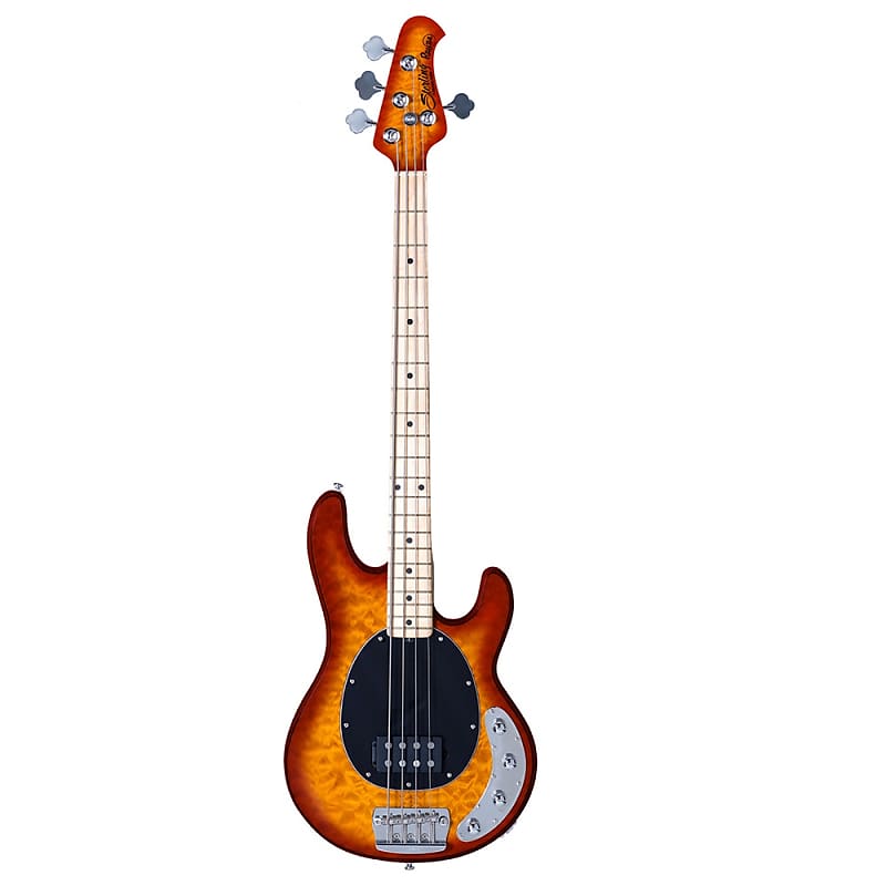 Sterling by Music Man Ray34QM StingRay Electric Bass Guitar Honey Burst image 1