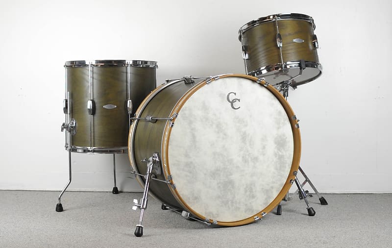 2021 C&C Drum Co Oak / Mahogany Olive Matte Drum Set Reverb
