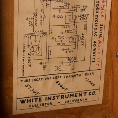 White Tube Amplifier, made by Fender (1962), ser. #AS-00714. image 4