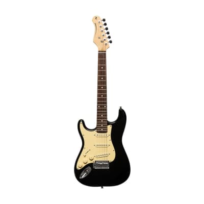 Stagg Left-Handed 3/4 Electric Guitar - Brilliant Black - SES-30 BK 3/4LH image 1